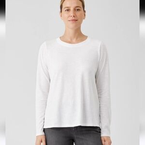 Eileen Fisher Women's White bateau neck tee (T-shirt) Size: Medium